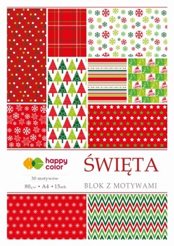 Blok A4 15k z motywami świątecznymi 150g arkusze Christmas Happy Color
