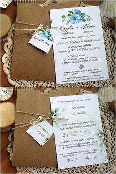 2 SZT Zaproszenia na Ślub Ślubne Rustykalne EKO