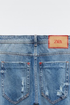 ZARA SPODNIE DAMSKIE JEANSOWE O LUŹNYM KROJU Z ROZDARCIAMI 34/XS