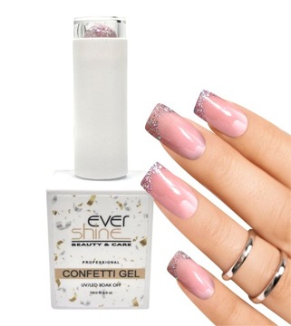 CONFETTI LAKIER HYBRYDOWY kolorowy z drobinkami brokat holo EverShine 15ml