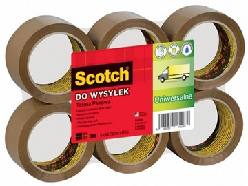 Taśma pakowa DO WYSYŁEK SCOTCH brązowa 6 sztuk
