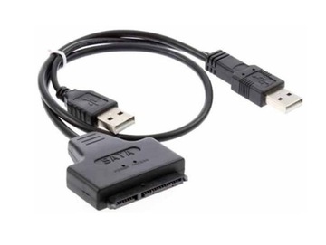 Kabel 2x USB adapter SSD HDD SATA 7+15pin podłącz dysk SSD