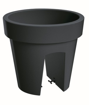 LOFLY RAILING Балконный цветочный горшок антрацит для балюстрады, 25 см, круглый
