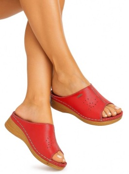 KLAPKI DAMSKIE BUTY PROFILOWANE SKÓRZANE P4