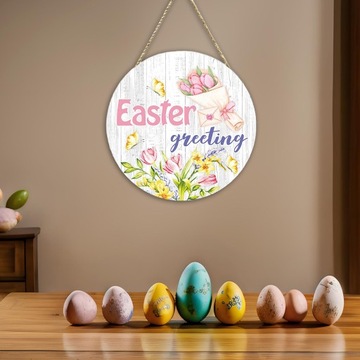 Пасхальный дверной знак украшения дома на открытом воздухе в помещении бамия