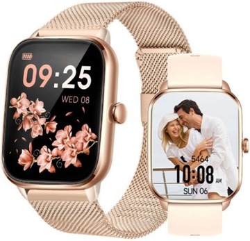 SMARTWATCH ELEGANCKI ZEGAREK DAMSKI ROZMOWY MENU PL BRANSOLETKA + pasek