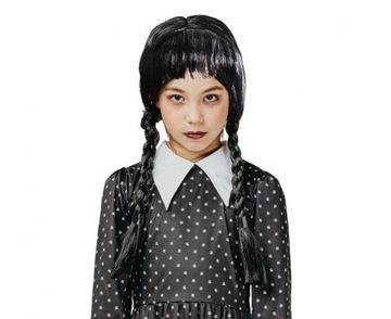 Peruka Włosy Wenesday Addams Czarne Warkocze na hallowen