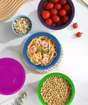 Миска пластиковая 1,1л 20см круглая микс