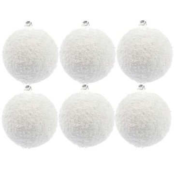 BOMBKI białe OŚNIEŻONE przypruszone ŚWIĘTA dekoracje NA CHOINKĘ x6
