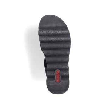 sandały Rieker damskie Skórzane na platformie Czarne wsuwane buty Komfort