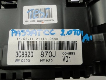 3C8920870J VW PASSAT CC 3C8 PŘÍSTROJOVÁ DESKA BUDÍK 2.0 TDI