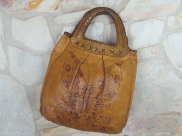 ВИНТАЖНАЯ КОЖАНАЯ СУМКА-ШОППЕР BURNED BUTTERFLY