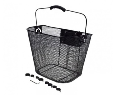 KOSZ ROWEROWY Z UCHWYTEM NA KIEROWNICĘ CZARNY