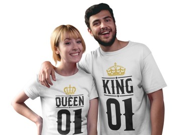 T-SHIRT KOMPLET DLA PAR WALENTYNKI KING QUEEN 5XL