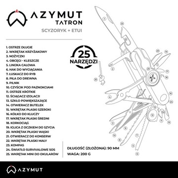 MULTITOOL SCYZORYK AZYMUT TATRON 25 NARZĘDZI + LED