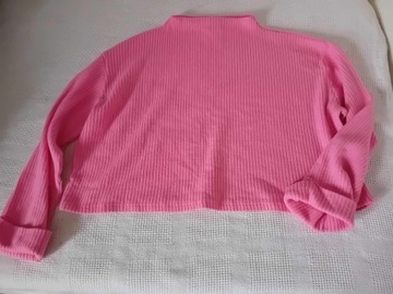 H&M krótka różowa bluza w tłoczone prążki L 40 PINK