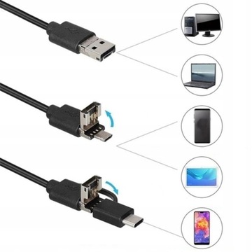 ЭНДОСКОПНАЯ ИНСПЕКЦИОННАЯ КАМЕРА 5M USB ANDROID МАСТЕРСКАЯ MICRO LED USB-C 3в1