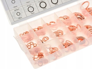 PODKŁADKI MIEDZIANE USZCZELKI ZESTAW PODKŁADEK MIEDŹ MIEDZIANYCH 220SZT.