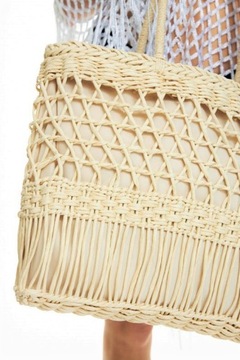 СОЛОМНАЯ СУМКА STRAW BASKET BOHO BASKET светло-бежевый
