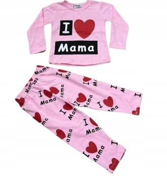 Dres różowy Bawełna I LOVE MAMA RÓŻOWY KOMPLET