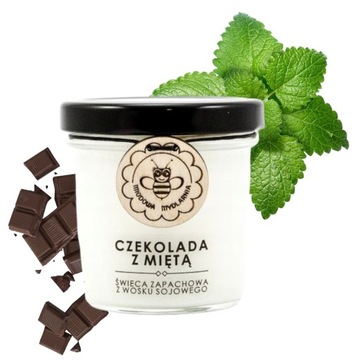 MIODOWA MYDLARNIA Świeca sojowa CZEKOLADA Z MIĘTĄ