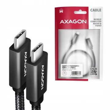 Кабель USB-C — USB-C 3.2 2 м M-M Axagon в оплетке 100 Вт