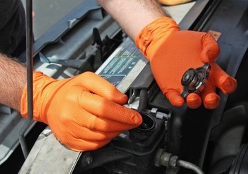 НИТРИЛОВЫЕ ПЕРЧАТКИ ДЛЯ МАСТЕРСКИХ ПЕРЧАТКИ STRONG GRIP ОРАНЖЕВЫЕ L 9