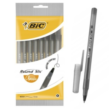 Ручка шариковая круглая Stic Classic черная 8шт Bic
