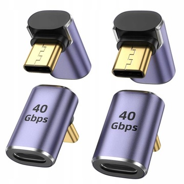 PRZEJŚCIÓWKA USB typ-C USB-C - USB-C kątowy 90stopni CZARNY PREMIUMCORD