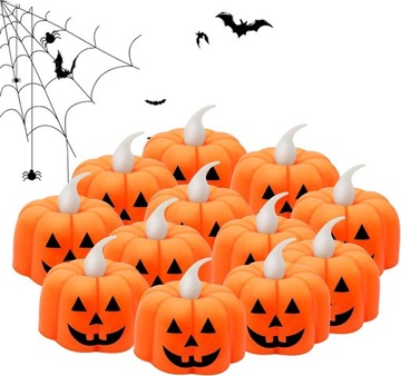 Dynia Świece LED Lampki Halloween Zestaw 12 Szt.