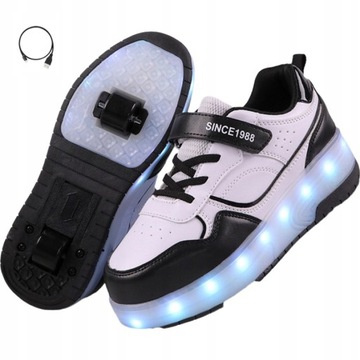 NOWY SWIECACE BUTOROLKI BUTY Z ROLKAMI LED ROLKI WROTKI R.29-40