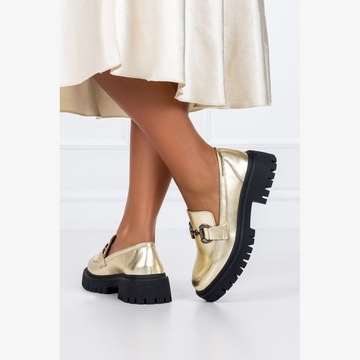 Женская обувь Moccasins вставлена ​​модную стабильную платформу для пряжки R 38