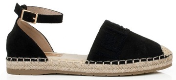 ЧЕРНЫЕ САНДАЛИИ ЭСПАДРИЛЫ С АЖУРНЫМИ ЗАВЯЗКАМИ 38