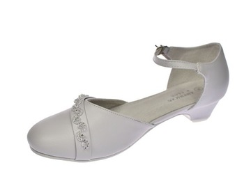 Туфли для причастия, белые балетки на каблуке, размер 38/23. 38