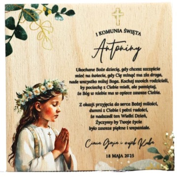 KARTKA NA KOMUNIĘ PAMIĄTKA PIERWSZEJ KOMUNII ŚWIĘTEJ PREZENT NA KOMUNIĘ