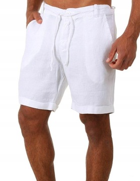Męska SPODENKI LNIANE ODDYCHAJĄCE KRÓTKIE SZORTY, 3XL