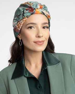 Шелковый тюрбан, защита волос - узор Токио.