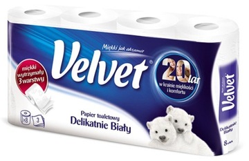 PAPIER TOALETOWY VELVET DELIKATNIE BIAŁY 8ROLEK