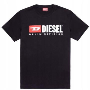 Diesel męski t-shirt czarny bawełniany koszulka krótki rękaw z logo M
