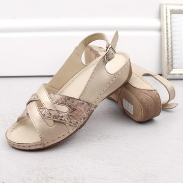 Skórzane komfortowe sandały damskie Helios 40