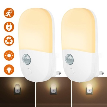 ŚWIATŁO ORIENTACYJNE LED, LAMPKI NOCNE Z CZUJNIKIEM, AUTOMATYCZNE, WTYCZKA