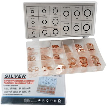 НАБОР МЕДНЫХ ШАЙБ СЕРЕБРЯНЫХ МЕДНЫХ ШАЙБ 150 ШТ. SORTER S10543