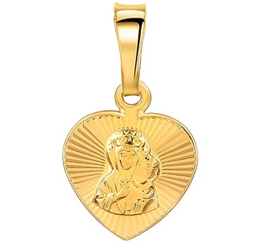 Złoty medalik serce komunia chrzest srebro 925