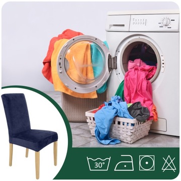 НАБОР ИЗ 4 ШТ. ЧЕХОЛЫ ЧЕХОЛ НА СТУЛ, ТЕМНО-СИНИЙ ВЕЛЮР, ЭЛАСТИК