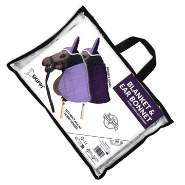 DERKA DWUSTRONNA NAUSZNIKI SKIPPI DLA KONIA HOBBY HORSE FIOLETOWA ODCIENIE