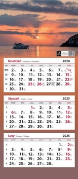 Kalendarz ścienny TRÓJDZIELNY zachód słońca 2025