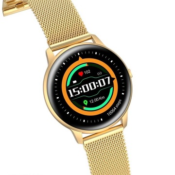 Złoty smartwatch damski Kroki Tętno Cykl G.Rossi