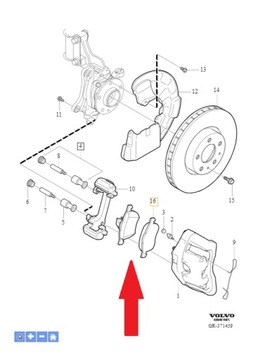Przednie klocki hamulcowe Volvo 17,5