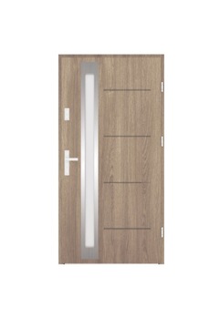 Drzwi zewnętrzne stalowe 90/77 DĄB SUROWY PIASK.