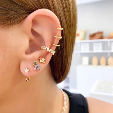 Красочные ушные иглы, кристаллы, цирконы, мини-милые фрукты, животные